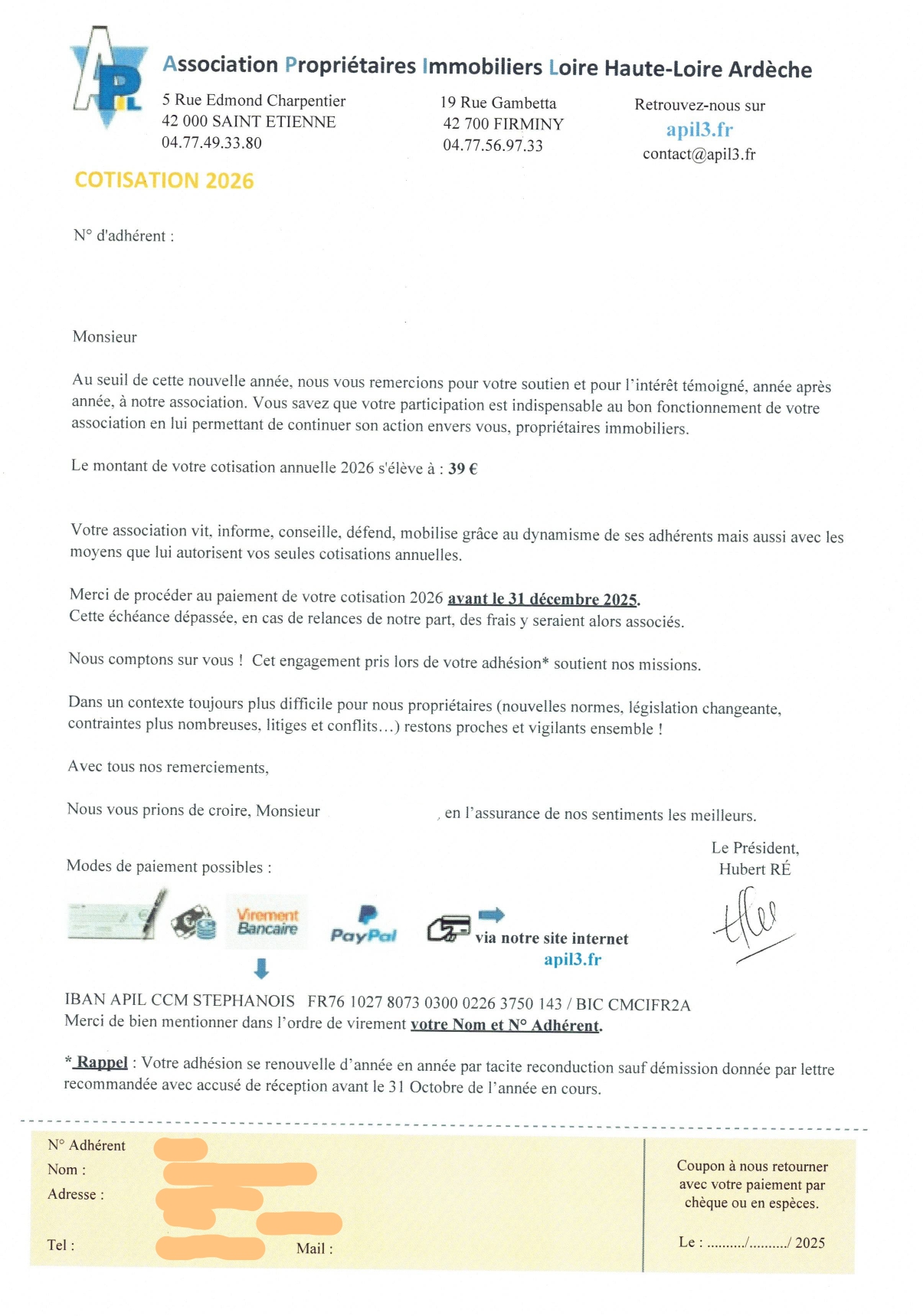 Cotisation 2026 individuelle