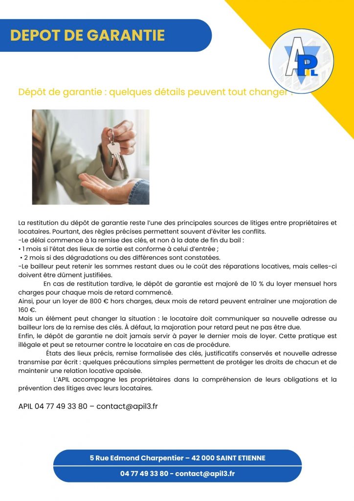DEPÔT DE GARANTIE – CES DETAILS QUI PEUVENT CHANGER LA DONNE !