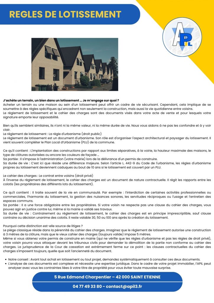 REGLES DE LOTISSEMENT